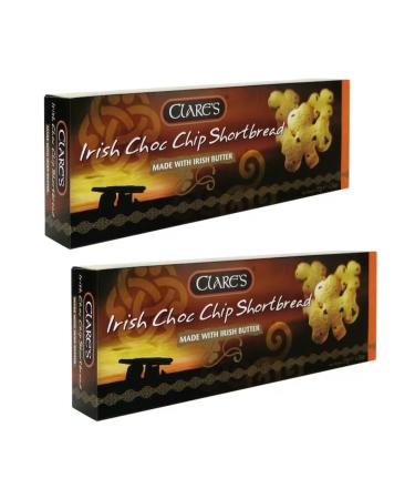 ANTICO CAFFE' NOVECENTO Clare's | Pure Butter & Chocolate Scottish Biscuits - 2 x 135g | Butter & Chocolate Chip Biscuits | Shamrock-Shaped Biscuit Box