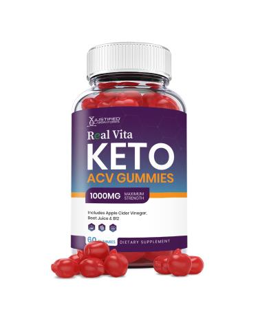 Real Vita Keto ACV Gummies 1000MG with Pomegranate Juice Beet Root B12 60 Gummys