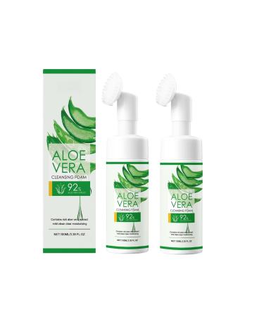 FFEEJ Aloe Vera Cleansing Foam Gentle Facial Cleanser For Deep Pore Cleaning Hydrating Oil-Control Moisturizing & Non-Tightening