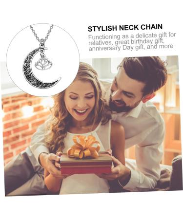 ifundom Delicate Neck Jewelry Cutout Moon Necklace Vintage Decor Yoga Ornament Dainty Necklace Romantic Necklace Pendant Lotus Flower Decor - Buy Online on GoSupps.com