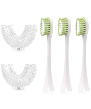 Kids Electric U Shaped Toothbrush Replacement Brush Head with 3 Normal Brush Head and 2 U Shaped Brush Head -Age2-7