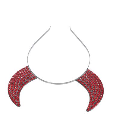 FOMIYES Devil Horns Headdress Devil Headband Halloween Devil Cosplay Devil Cosplay Headwear Halloween Hair Accessories Scary Headband Devil Ear Hairband Devil Horn Headband Red Rhinestone