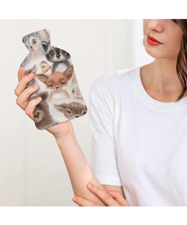 Cute Animals Hot Water Bottle with Plush Cover - Hand Warmer for Adults & Kids | 26.5x15.3cm - Buy Online on GoSupps.com