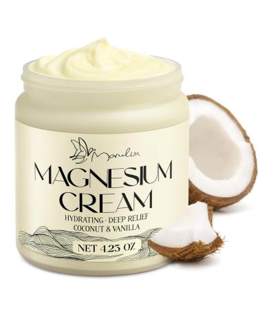 Magnesium Cream for Sleep - Topical Magnesium for Women, Muscle Relaxation, Calm, Moisturizing with Coconut Oil, Shea Butter & Hyaluronic Acid, 4.23 OZ, Safe for Kids (4.23 Ounce, Coconut) Coconut 4.23 Ounce (Pack of 1)