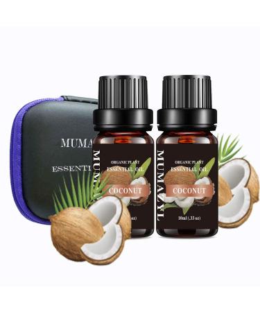 Coconut Essential Oil Set Organic Plant Natural 100% Pure Coconut Oil for Diffuser,Cleaning,Home,Bedroom,SPA,Massage,Aromatic,Perfumes,Humidifier,Skin,Soap,Candles 2 Pack 10ml