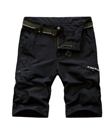 Quick Dry Hiking Shorts Men's Cargo Casual Outdoor 4-Way Stretchy Lightweight Summer Short with Multi Pockets 30-46 (No Belt) 38 S2 Black