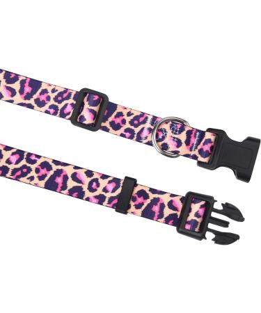 Mihqy Adjustable Soft Dog Collar - Bohemian Floral & Geometric Design for Small Medium Large Dogs | Pink Leopard XS (20-30 cm) - Buy Online on GoSupps.com