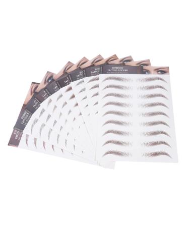 Healeved 9 Sheets Imitation Eco Eyebrow Sticker Eyebrow Blond Tattoos 4 Stick on Transfer Stickers 21.5X14.5cm Brown