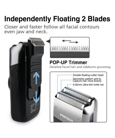 Pritech Electric Foil Shavers: 2-in-1 Bald Shaver and Beard Trimmer with Adjustable Speeds - Buy Online on GoSupps.com