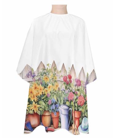 Floral Botanical Barber Cape Salon Hair Cutting Cape for Women Men Kids Adults Haircut Cape with Adjustable Elastic Neckline Hairdressing Stylist Cape Spring Summer Watercolor Garden Botanical