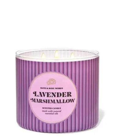 Bath & Body Works White Barn 3-Wick Candle w/Essential Oils - 14.5 oz - 2022 Spring Scents! (Lavender Marshmallow)