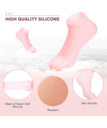 MoyRetty Silicone Moisturizing Socks - Softening Dry Cracked Feet Anti-Slip Aloe Spa Gel Socks for Women - 3 Pairs in Pink White & Brown - Buy Online on GoSupps.com