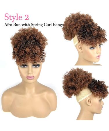 Afro Puff Drawstring Ponytail with 2 Bangs Afro High Puff Bun with Spring Curl Bangs and Afro Puff Bangs Clip in Hairpieces Pineapple Updo Ponytail with Bangs(T1B/30) 1 ponytail+ 2 bangs T1B/30 - Buy Online on GoSupps.com