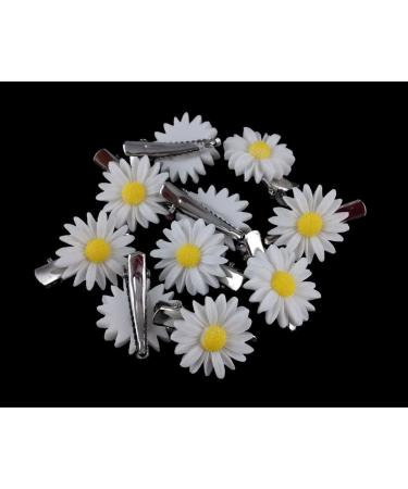 Yueton 10pcs Little Daisy Flower Hair Clips - White | Bride Head-wear Bobby Pin Alligator Clip Barrettes for Women - Buy Online on GoSupps.com