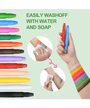 12 Colors Face Paint Crayons kit Face Body Makeup Paint Kits for Kids Safe Washable Twistable Suitable for Carnival Cosplay Easter Halloween Party Makeup Children's Day Birthday Gifts for Kids - Buy Online on GoSupps.com