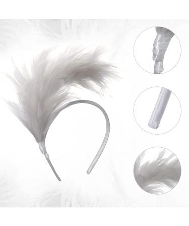 MWOOT 1920s Feathered Fascinator Vintage Feather Headband White Feather Headpiece Headwear Accessories for Carnival Masquerade Ball Venetian Prom Costume Accessories Decor - Buy Online on GoSupps.com