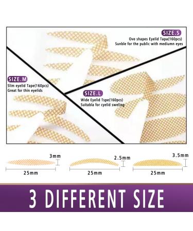 Invisible Double Eyelid Tape for Hooded Eyes - 480 Pcs, 3 Sizes - Instant Eyelid Lift Strips for Droopy Lids - Buy Online on GoSupps.com