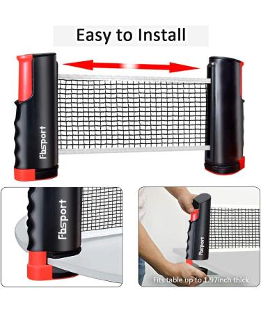 FBSPORT Ping Pong Paddle Set with Retractable Net - 2 Rackets, 6 Balls, Carry Bag - Indoor/Outdoor Table Tennis for Children & Adults - Buy Online on GoSupps.com