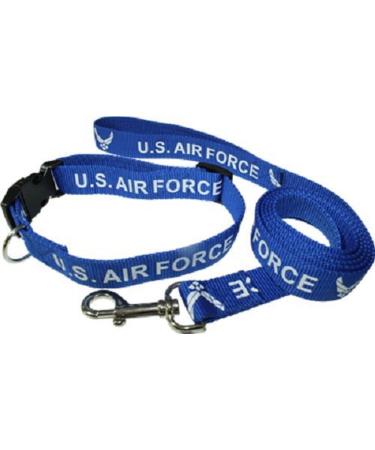 Blue US Air Force Wings Dog Collar and Leash (Licensed by US Air Force)