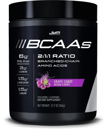 JYM Supplement Science JYM BCAA's Grape Candy, Premium Amino Acid Recovery, Leucine, Isoleucine, Valine, Sports Performance, Muscle Growth, Purple