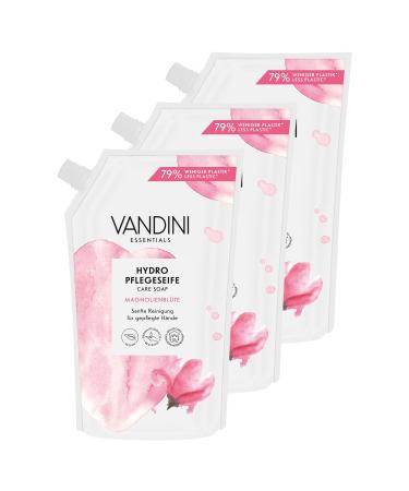 VANDINI VANDINI 3-Pack Hydro Soap Refills with Magnolia Blossom Scent - 500ml - Made in Germany - Vegan Liquid Soap Refill - Hand Soap Refill for Gentle Cleansing