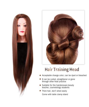 Cocoarm 24 Brown Synthetic Hairdresser Training Head | Beauty Salon Puppet Head with Holder | Ideal for Hair Styling & Cosmetology - Buy Online on GoSupps.com