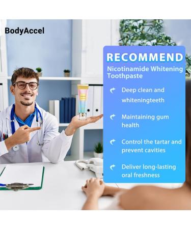 BodyAccel Nicotinamide Dazzle White Toothpaste - Fresh Breath Sensitive Teeth Repair Cavity Prevention Antiplaque Natural Peppermint - International Shipping Available - Buy Online on GoSupps.com