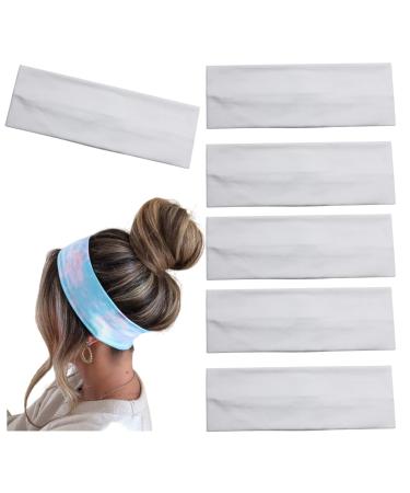 Headbands for Women Men Non Slip Stretchy Sweat Cotton Headband Hairwarp Sports Yoga Running Workout Hair Accessories White
