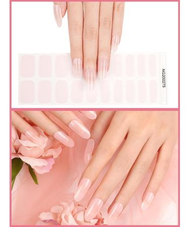 Kalolary 20 Pieces Nail Stickers - Gel Nail Polish Full Wraps UV/LED Cured Strips with File & Stick for Women & Girls - Naked Pink - Buy Online on GoSupps.com