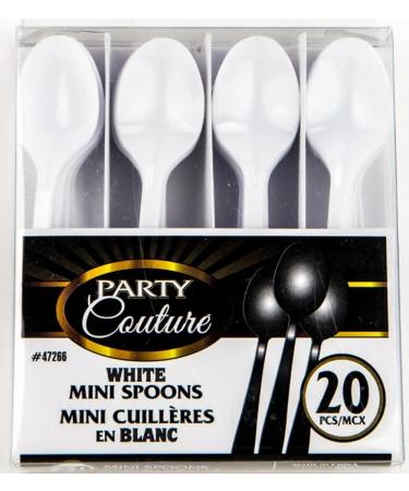 Mini Spoon for Desserts Cakes - 20 White Disposable Mini Spoon - Ideal for Parties Weddings and Food Tasting Samples - Appetizer Spoon Fruit Cheese - Buy Online on GoSupps.com