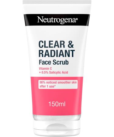 NEUTROGENA Clear & Radiant Face Scrub Purifying & Brightening Oil-Free Daily Exfoliator with Vitamin C and 0.5% Salicylic Acid - 150 ml Pack of 1 - Buy Online on GoSupps.com