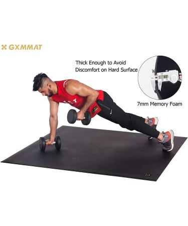 Gxmmat Large Exercise Mat 6'x4'x7mm - Non-Slip Thick Workout Mat for Home Gym - High Density Cardio Mat for Plyo, MMA, Jump Rope - Shoe Friendly & Durable Fitness Mat - Black - Buy Online on GoSupps.com