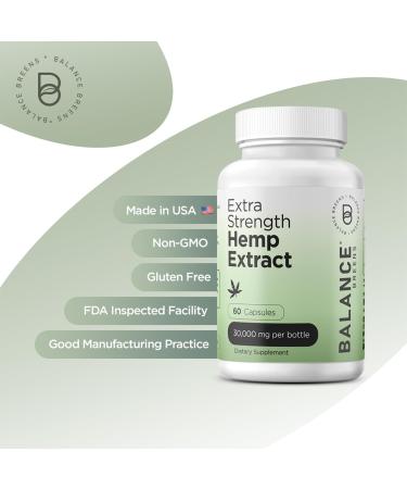 Balancebreens Hemp Extract Capsules 30,000 mg per Bottle - Natural Dietary Supplement Supports Brain Functions, Immune Support - Rich in Omega 3-6-9 Fatty Acids (60 Count (Pack of 1)) - Buy Online on GoSupps.com