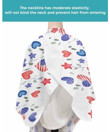 Shop Independence Day Barber Cape | Adjustable Hair Cutting Cape for Men Women & Kids - Red Blue Love Heart & Stars Design - Buy Online on GoSupps.com