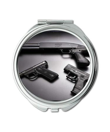 Mirror Travel Mirror gun belt Round Mirror cool gun background pocket mirror portable mirror