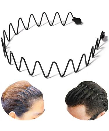 bodbop XINGZHE Metal Hair Band Men Headband Metal Hair Bands Women's Fashion Headbands for Men Elastic Stylish Sports Hairband Head Hoop with Non Slip Wavy Teeth  Black
