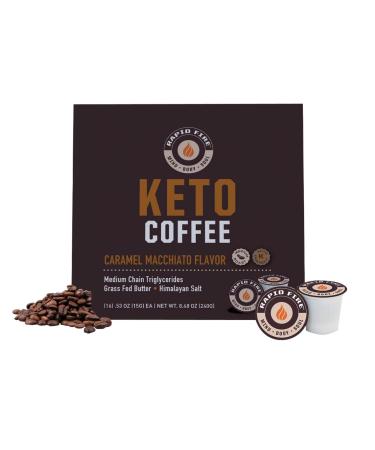 Rapidfire Caramel Macchiato Ketogenic High Performance Keto Coffee Pods, Supports Energy & Metabolism, Weight Loss Diet, Single Serve K Cup, Brown, 16 Count