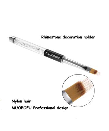 MUOBOFU 2pcs Ombre Nail Brushes Kolinsky Bristles Rhinestone Handle - Professional Gradient Manicure Tools for DIY Home Salon, Acrylic Painting & Halloween Designs - Black & White - Buy Online on GoSupps.com