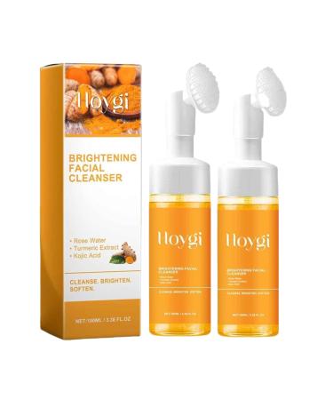 EIVJEC 2Pcs Turmeric Facial Cleanser Foaming Face Wash Turmeric Face Wash Acid Foaming Cleanser Facial Wash