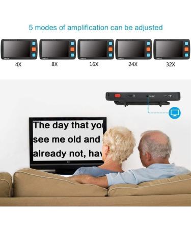 Portable Digital Magnifier 5 inch handheld digital magnifier portable reading aid with LED light 3X-42X amplification 17 color modes LCD monitor suitable for the elderly child poor vision reading  - Buy Online on GoSupps.com