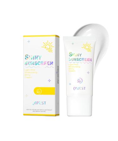 Shimmer Face Primer With Sunscreen SPF 30 Shiny Sunscreen Highlighting Fine Glitter + Sun Protection Natural Refreshing Hydrating Sunscreen Oil-Controlling & Non-Greasy Isolation Primer