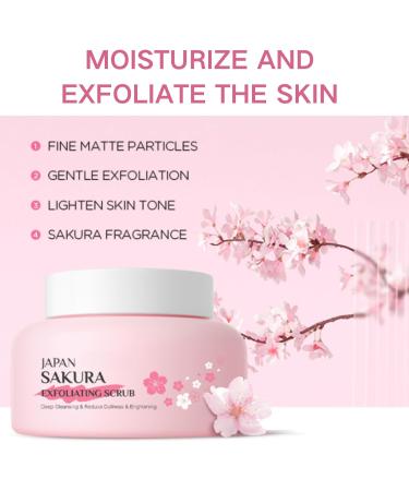 Sakura Exfoliating Scrub - Face Scrub Exfoliator - Face Exfoliator - Cherry Blossom Extract Dead Skin Face Scrub - Even Skin Tone - Gentle Clean Moisturizing Skin 100g - Buy Online on GoSupps.com