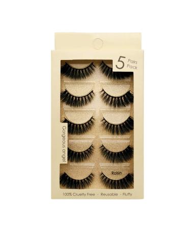 5 pairs of false eyelashes synthetic fiber material 3D mink lashes cat eye view reusable 100% manual work & cruethy-free false eyelashes natural eyelashes roisin