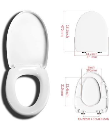 Toilet Seat Elongated Heavy Duty Toilet Seat for American Standard Toilet Seat Soft Close Toilet Lid with Premium UF Durable Never Loosen Easy to Install White (W 37Cm L 43-49Cm) Little Surprise - Buy Online on GoSupps.com