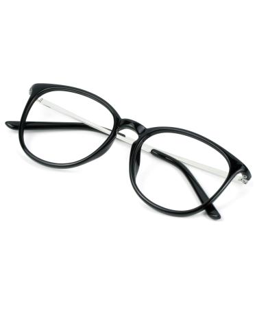 VisionGlobal Blue Light Blocking Glasses for Women/Men Anti Eye Strain Computer Reading TV Glasses Stylish Oval Frame Anti Glare ( ) 3.00x Magnification Naomi_black(c1)