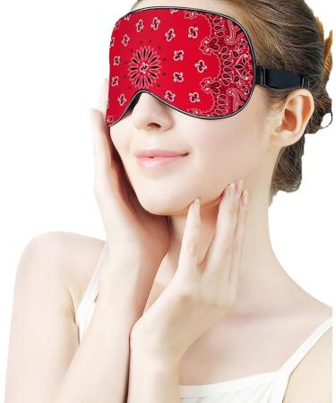 Red Paisley Sleep Mask for Women - Adjustable Eye Shades Cover with Elastic Strap for Comfortable Sleep - Buy Online on GoSupps.com