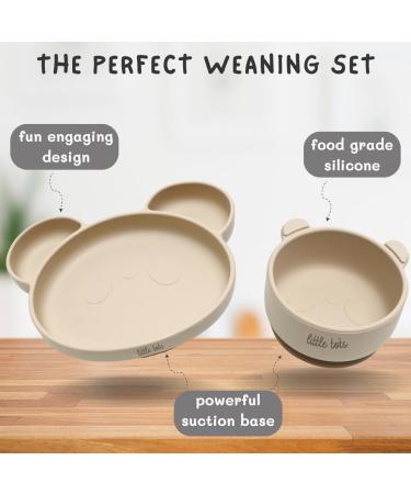 Little Tots Baby Weaning Set | 8-Piece Silicone Suction Plate, Bowl, Bib, Sippy Cup, Spoon, Fork & Cutlery | Cream Cotton - Buy Online on GoSupps.com
