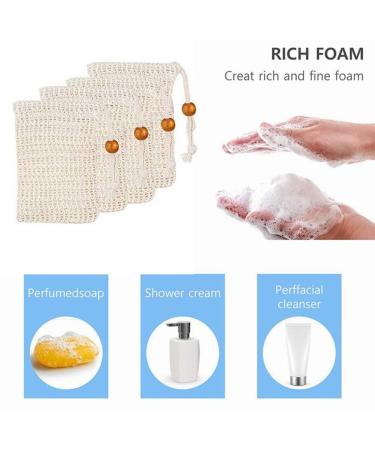 4PCs Natural Fiber Soap Bags | Organic Sisal Soap Sacks for Gentle Cleansing - Buy Online on GoSupps.com