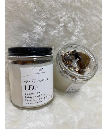 6 Oz Leo Crystal Candle | Aromatherapy Stress Relief | Astrology Vegan Gemstone Soy Candle - Shop Internationally - Buy Online on GoSupps.com