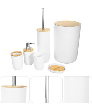 LUOZZY Bathroom Washing Utensils Trash Can Toothbrush Cup Hand Sanitizer Bottle (White) - Organize Your Bathroom Essentials with Style - Buy Online on GoSupps.com